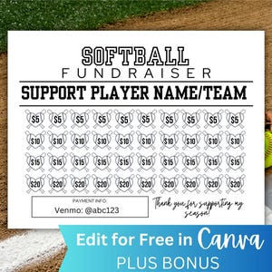 Softball Fundraiser Template, Editable Black Out My Board Softball Fundraiser, Easy Softball Team Fundraising Form, Sports Fundraiser Flyer