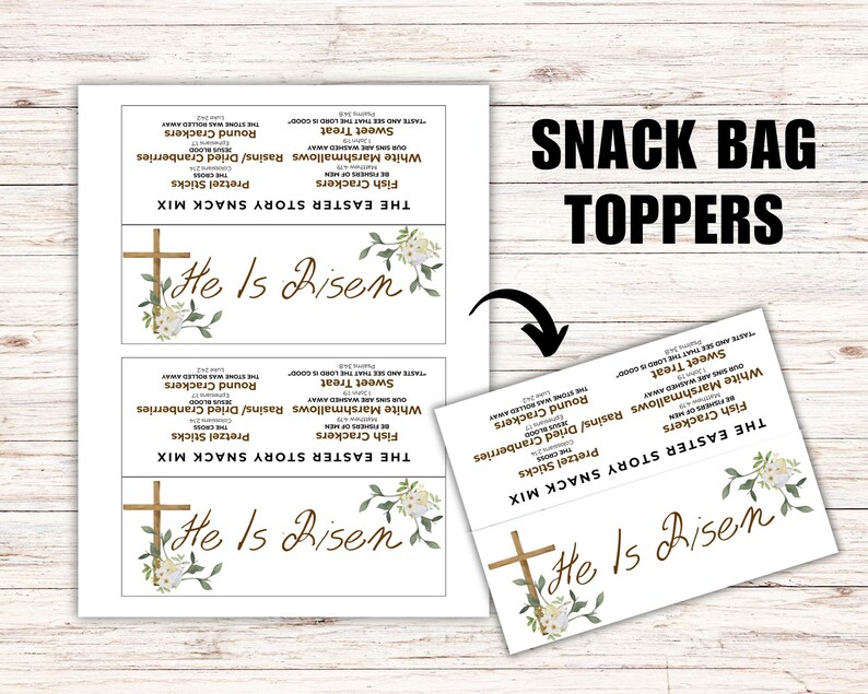 He is Risen Easter Story Snack Mix Printable, Easter Snack Mix Bag ...