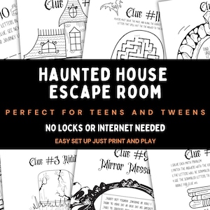 Escape Room Kit, Escape the Haunted House Printable Escape Party Game for Teens and Tweens, Halloween Mystery Escape Room Puzzles