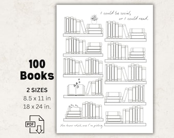 100 Books Challenge - Printable Reading Log - Book Tracker - Coloring ...