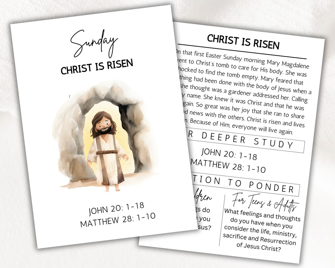 LDS Holy Week Study Cards, Printable Easter Advent, Easter Bible Study
