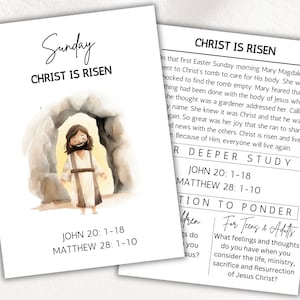 Tarjetas de estudio de Semana Santa de los Santos de los Últimos Días, Adviento de Pascua imprimible, Guía de estudio bíblico de Pascua, Devocional para niños, adolescentes y adultos, Cuenta regresiva de Semana Santa