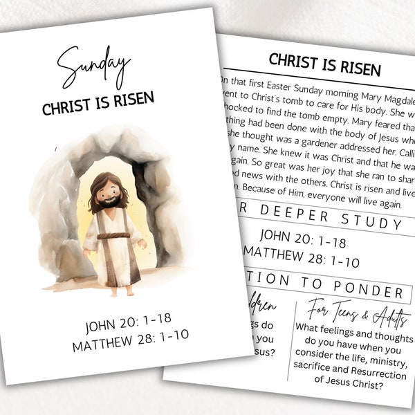 LDS Holy Week Study Cards, Printable Easter Advent, Easter Bible Study Guide, Devotional for kids, teens and adults, Holy Week Countdown