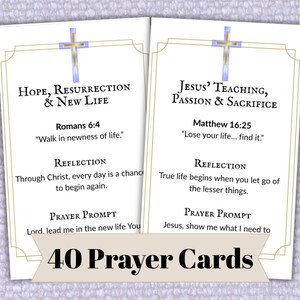Lent Scripture Cards Printable Prayer Cards 40 Days of Lent Bible Verses + Reflections Devotional Scripture Challenge 40 Days of Lent