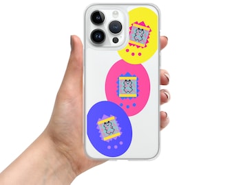 Estuche transparente brillante apilado Tamagotchi para iPhone®