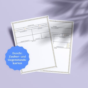 DnD Printable Bundle / Cartes de sorts et cartes de confession à remplir et à imprimer / Allemand / PDF / Donjons & Dragons