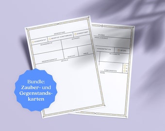 DnD Printable Bundle / Spell Cards and Item Cards to Fill Out and Print / German / PDF / Dungeons & Dragons