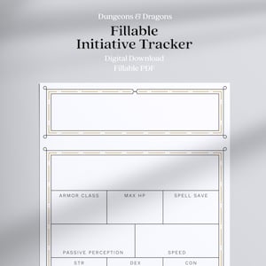Printable DnD Initiative Tracker / English Edition / Instant Download PDF / Dungeons & Dragons