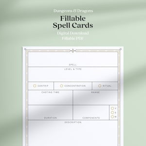 Printable DnD 5e Spell Cards / Digital Download as PDF / DM Accessories / Dungeons & Dragons Spell Book