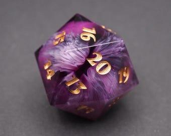 Handmade D20 Spindown Dice / Purple / for Magic the Gathering or TTRPGs