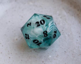 Handmade D20 Dice / Green / for Dungeons and Dragons or other role-playing games