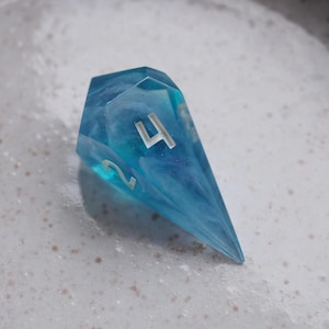 Handmade D4 Dice / Blue White / for Dungeons and Dragons or other role-playing games