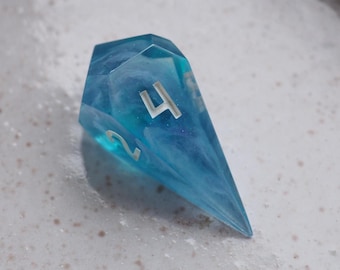 Handmade D4 Dice / Blue White / for Dungeons and Dragons or other role-playing games