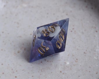Handmade D100 D% Dice / Purple White / for Dungeons and Dragons or other role-playing games