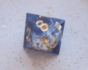 Handmade D8 Dice / Blue White / for Dungeons and Dragons or other role-playing games