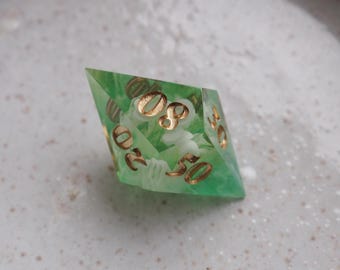 Handmade D100 D% Dice / Green / for Dungeons and Dragons or other role-playing games