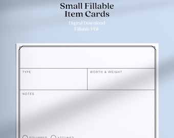 Printable Small DnD 5e Item Cards / Digital Download as PDF / DM Accessories / Dungeons & Dragons Inventory