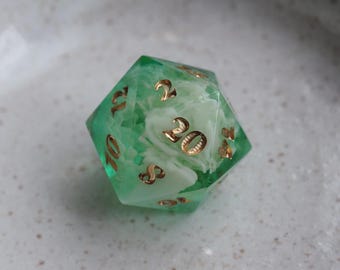 Handmade D20 Dice / Green / for Dungeons and Dragons or other role-playing games