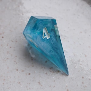 Handmade D4 Dice / Blue White / for Dungeons and Dragons or other role-playing games