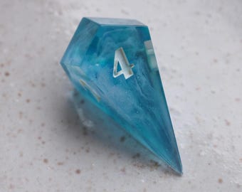 Handmade D4 Dice / Blue White / for Dungeons and Dragons or other role-playing games