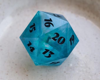 Handmade D20 Spindown Dice / Blue / for Dungeons and Dragons or other role-playing games