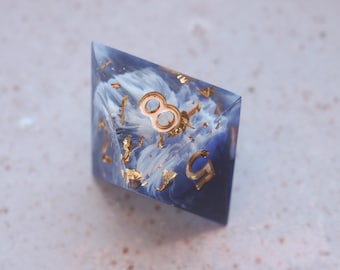 Handmade D8 Dice / Blue White / for Dungeons and Dragons or other role-playing games