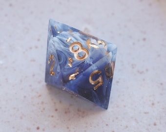 Handmade D8 Dice / Blue White / for Dungeons and Dragons or other role-playing games