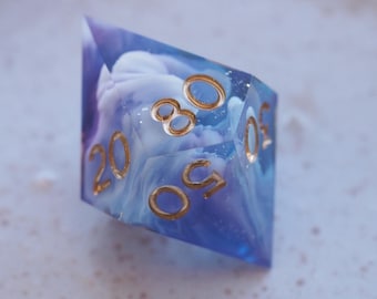 Handmade D100 D% Dice / Blue / for Dungeons and Dragons or other role-playing games