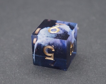 Handmade D6 Dice / Blue White / for Dungeons and Dragons or other role-playing games