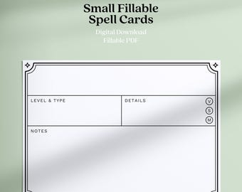 Printable Small DnD 5e Spell Cards / Digital Download as PDF / DM Accessories / Dungeons & Dragons Spell Book