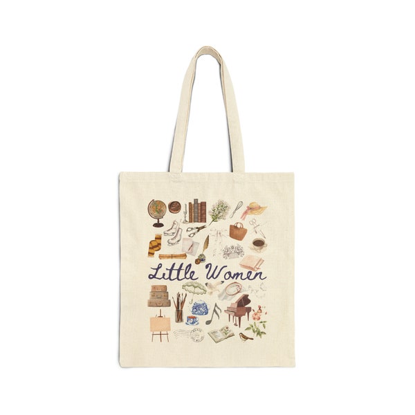 Little Women Tote Bag, Louisa May Alcott, Meg March, Jo March, Beth March, Amy March, Cottagecore Tote Bag, Canvas Tote Bag