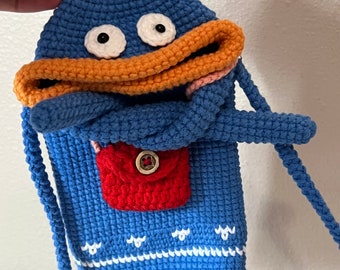 Borsa da clown fatta a mano all'uncinetto: originale borsetta per cellulare