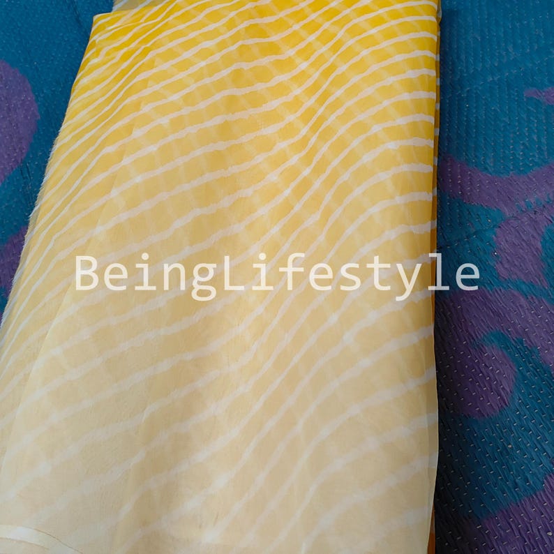 Leheriya Print Organza Fabric: Sheer Polyester, 44" Wide, By The Yard image 6