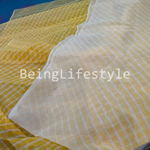 Leheriya Print Organza Fabric: Sheer Polyester, 44" Wide, By The Yard 01 Meter