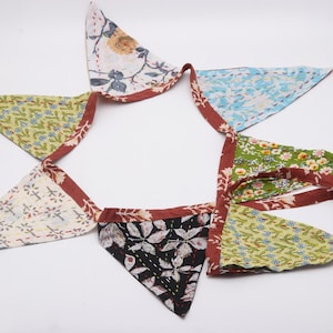 Recycled Handmade Garland Bunting, Kantha Garland Bunting, Home Decor and Vibrant Garden Bunting For Nursery Wall Hanging Decoration Flags