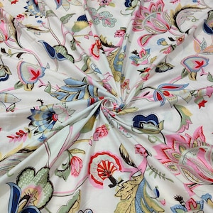 Floral Block Print Cotton Fabric: Indian Sewing Fabric By The Yard