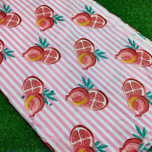Stripes Block Print Fabric, Pink And White Stripes Fabric For Dresses By The Yards, Cotton Fabric For Making Sewing, Crafting, Upholstery