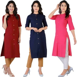 Indische Oberteile Baumwolle Kurti, Damen Kurti, handgefertigte feste lange Baumwolle Kurti, Geburtstagsgeschenk für sie, günstigen Preis Baumwolle Damenanzüge