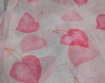 Digital Leaf Print Organza Fabric: Sheer Organza, 44" Wide