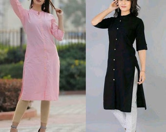 Women&#39;s Kurti, Indian Tops Cotton Kurti, Handmade Solid Long Cotton Kurti, Women&#39;s Formal Wear Dress, Cheap Price Cotton Women&#39;s Suits