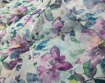 Digital Floral Print Organza Fabric, Sheer Wedding Decoration