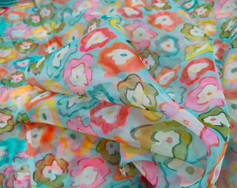 Floral Print Organza Fabric: Sheer Polyester for Wedding & Party Decor