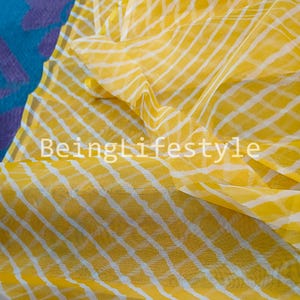 Leheriya Print Organza Fabric: Sheer Polyester, 44" Wide, By The Yard Half Yard