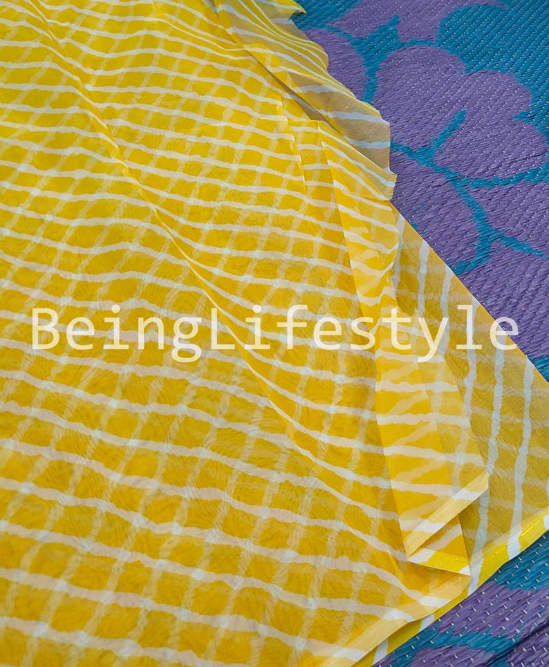 Leheriya Print Organza Fabric: Sheer Polyester, 44" Wide, By The Yard image 2