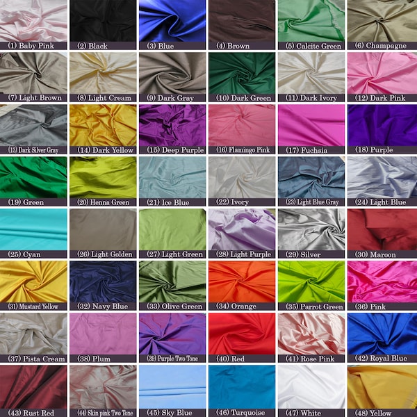 48 Colors Taffeta Fabric, Taffeta Silk Fabric, Taffeta Gown Fabric, Polyester Taffeta Fabric Bridal Dresses By The Yards