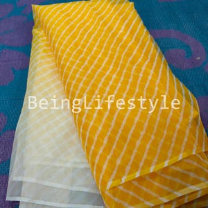 Leheriya Print Organza Fabric: Sheer Polyester, 44" Wide, By The Yard Half Meter