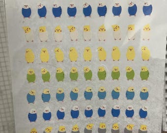 Pegatinas de pájaro dopaminérgico: adorables calcomanías de dibujos animados de loros para álbumes de recortes, portátiles y botellas de agua.