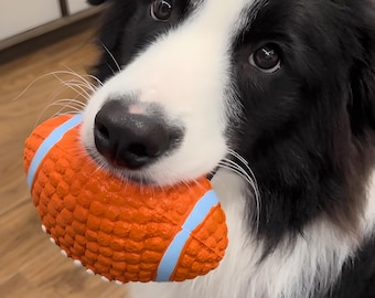 Pelota de látex natural con sonido para perros: juguete masticable ecológico para limpiar los dientes y jugar.