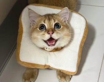 Bread Cat Cone, Toast Elizabethan Collar, Funny Pet Recovery Donut, Cute Back to School Gift for Cat Owners,Post-Surgery Donut