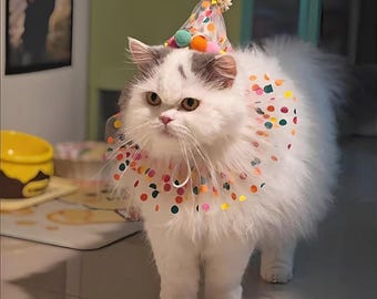 Pañuelo de lunares para mascotas: accesorio reversible para fotos de cumpleaños